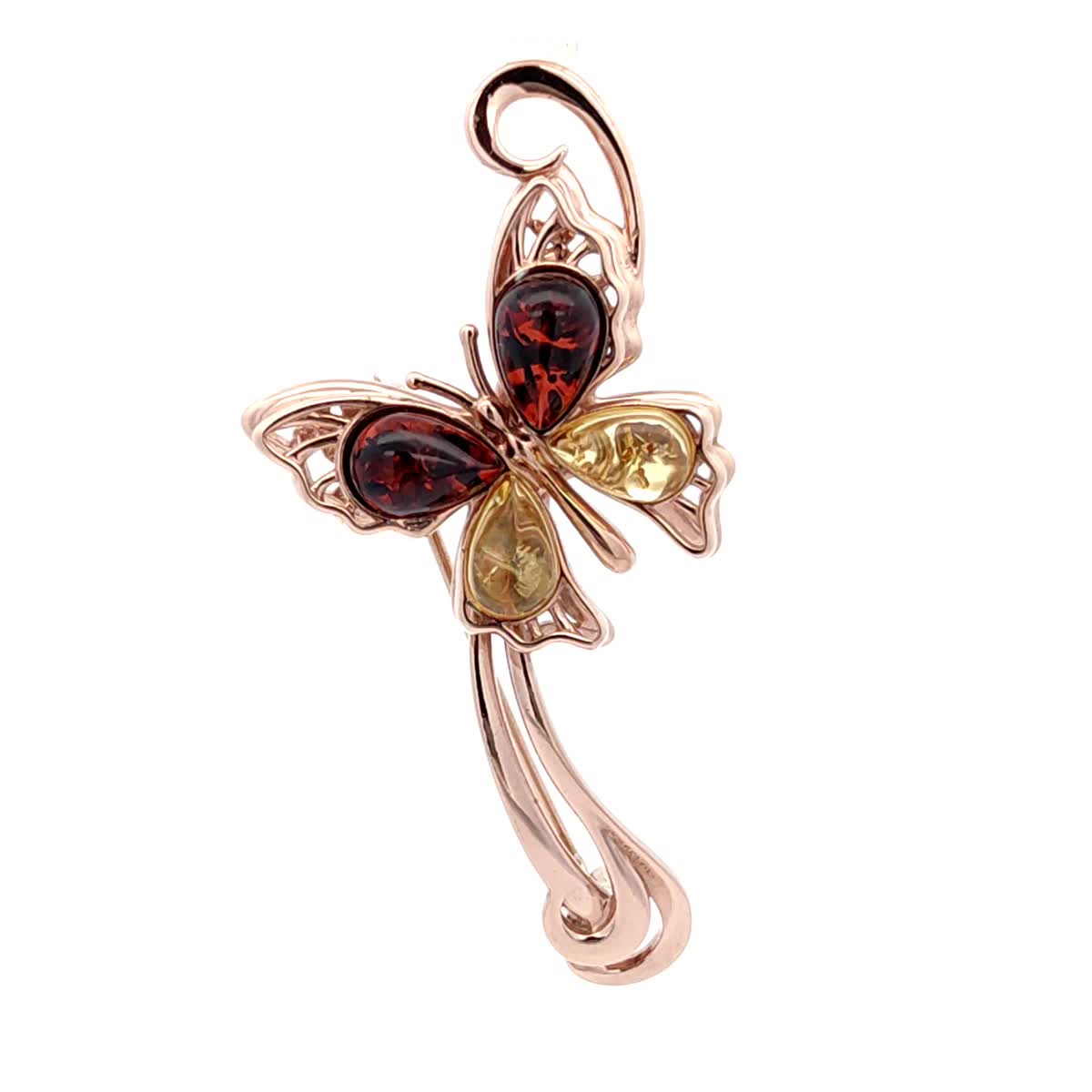 Teardrop Mixed Amber Silver Brooch — DARVIN (Pre-Order)