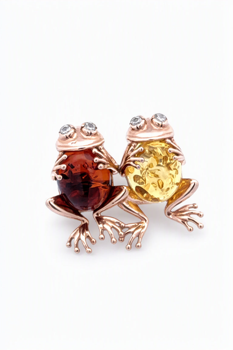Oval Mixed Amber Silver Brooch — DARVIN (Pre-Order)