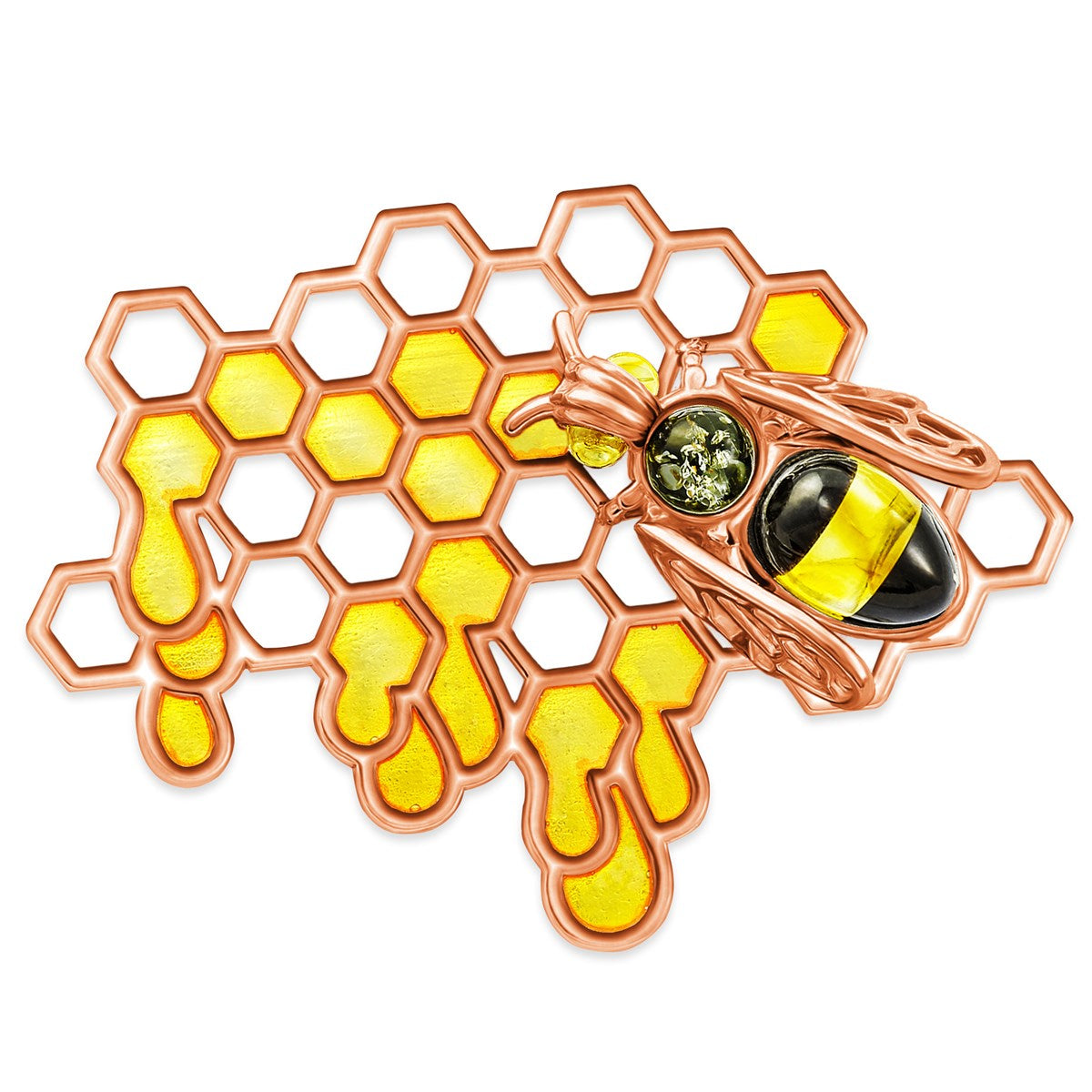 Oval Mixed Amber Silver Brooch — DARVIN (Pre-Order)
