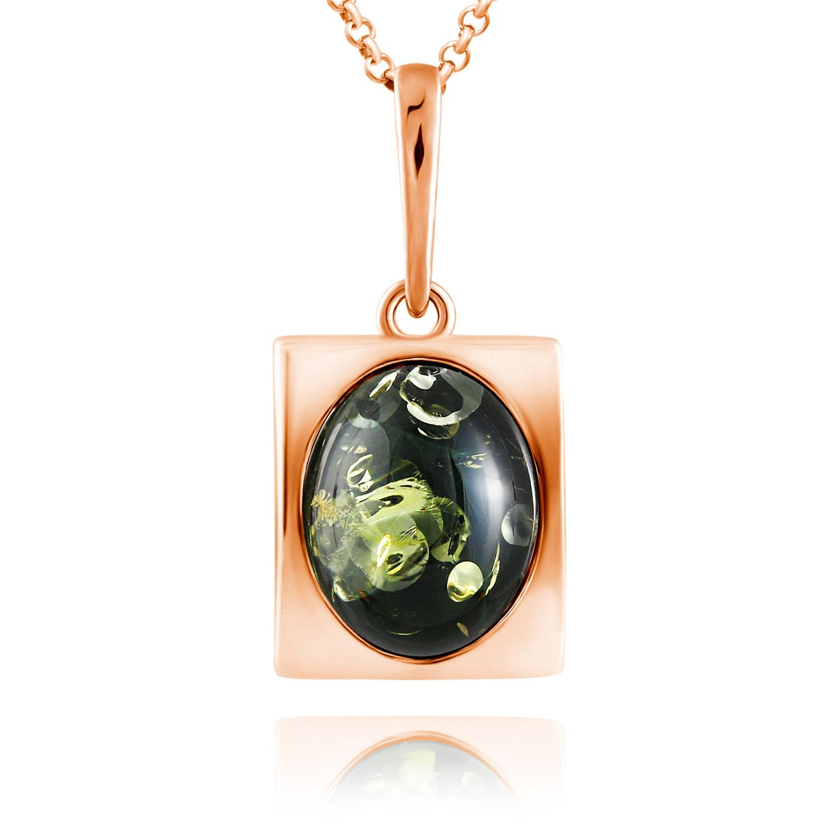 Oval Green Amber Silver Pendant — DARVIN (Pre-Order)