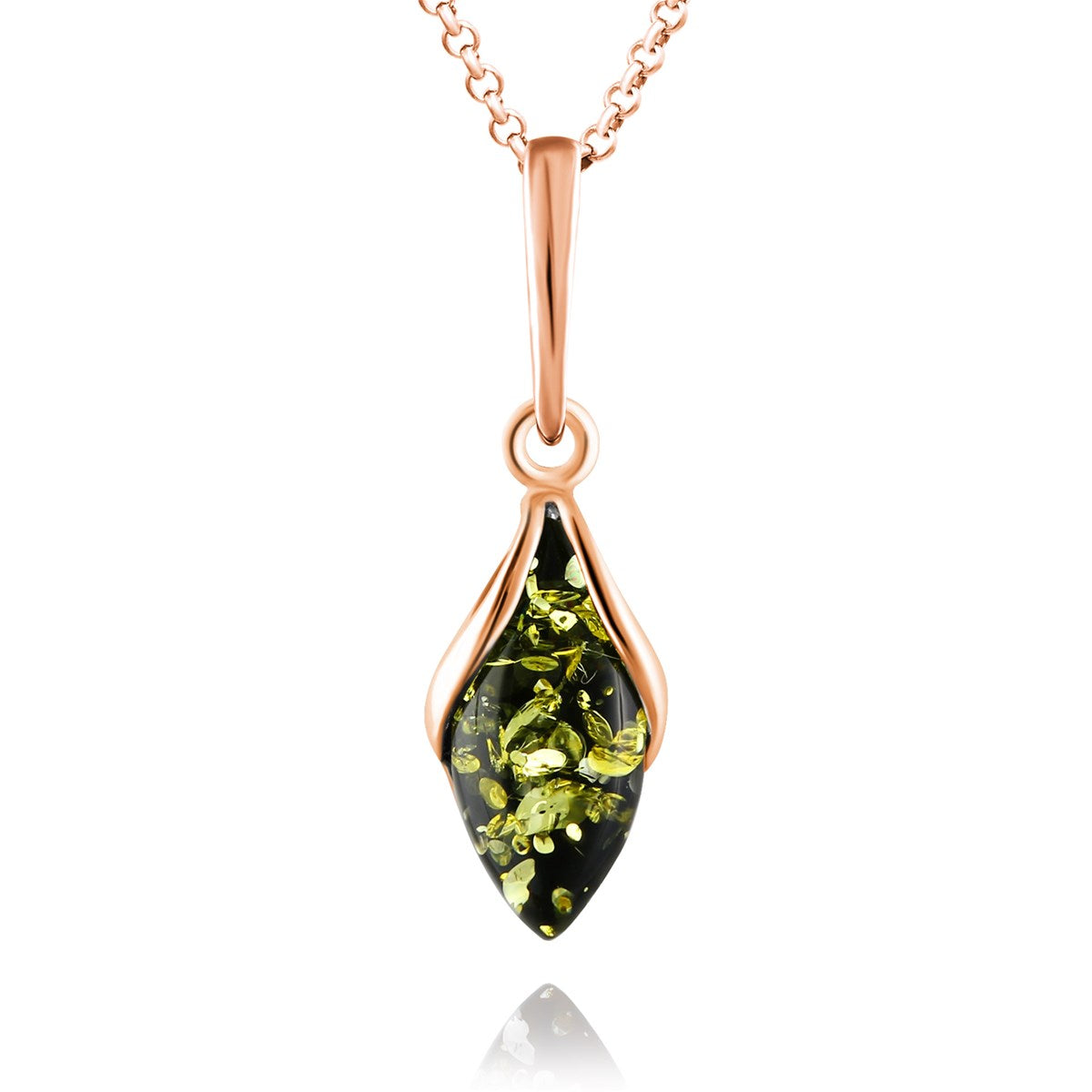 Marquise Green Amber Silver Pendant — DARVIN (Pre-Order)