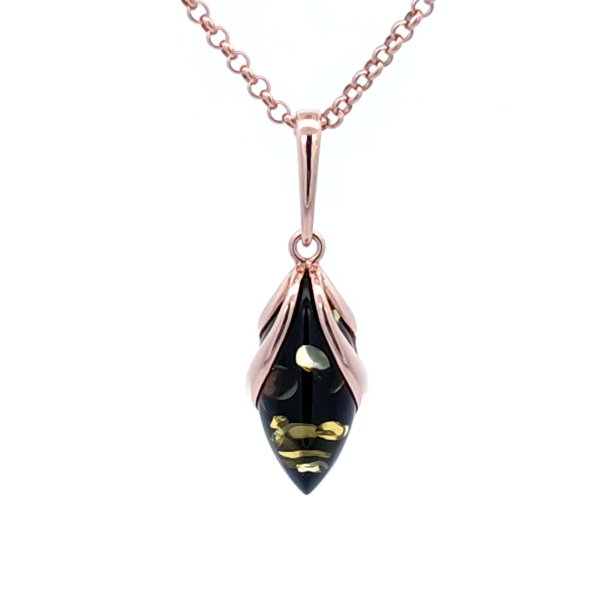 Marquise Green Amber Silver Pendant — DARVIN (Pre-Order)