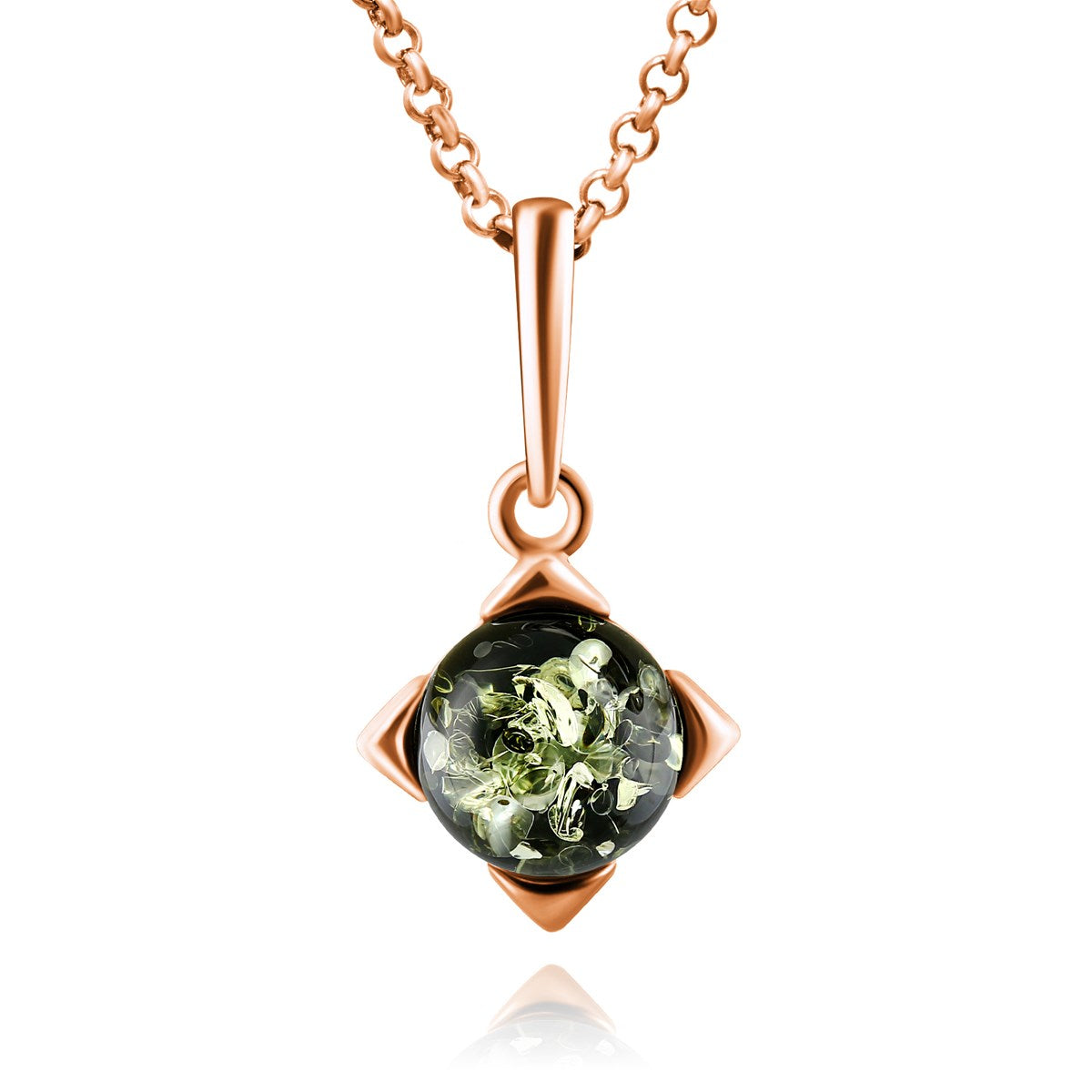 Round Green Amber Silver Pendant — DARVIN (Pre-Order)