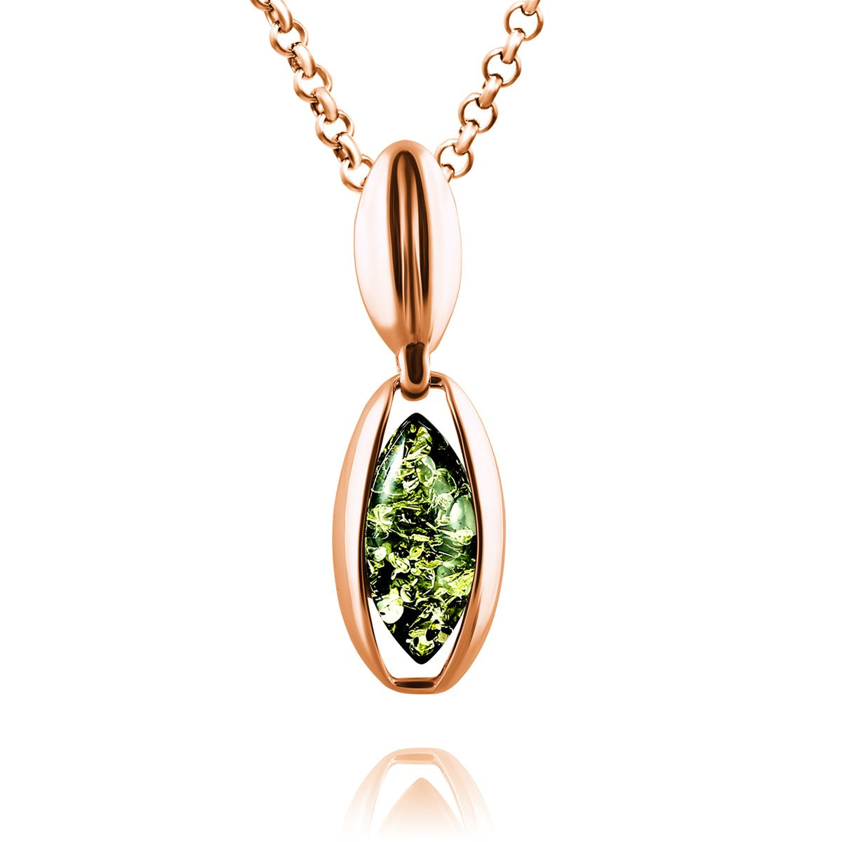 Marquise Green Amber Silver Pendant — DARVIN (Pre-Order)