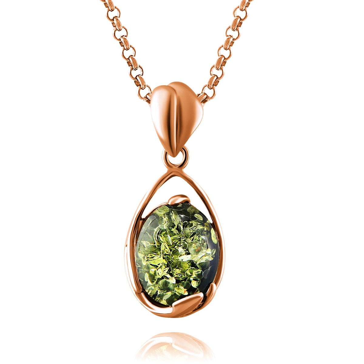 Oval Green Amber Silver Pendant — DARVIN (Pre-Order)