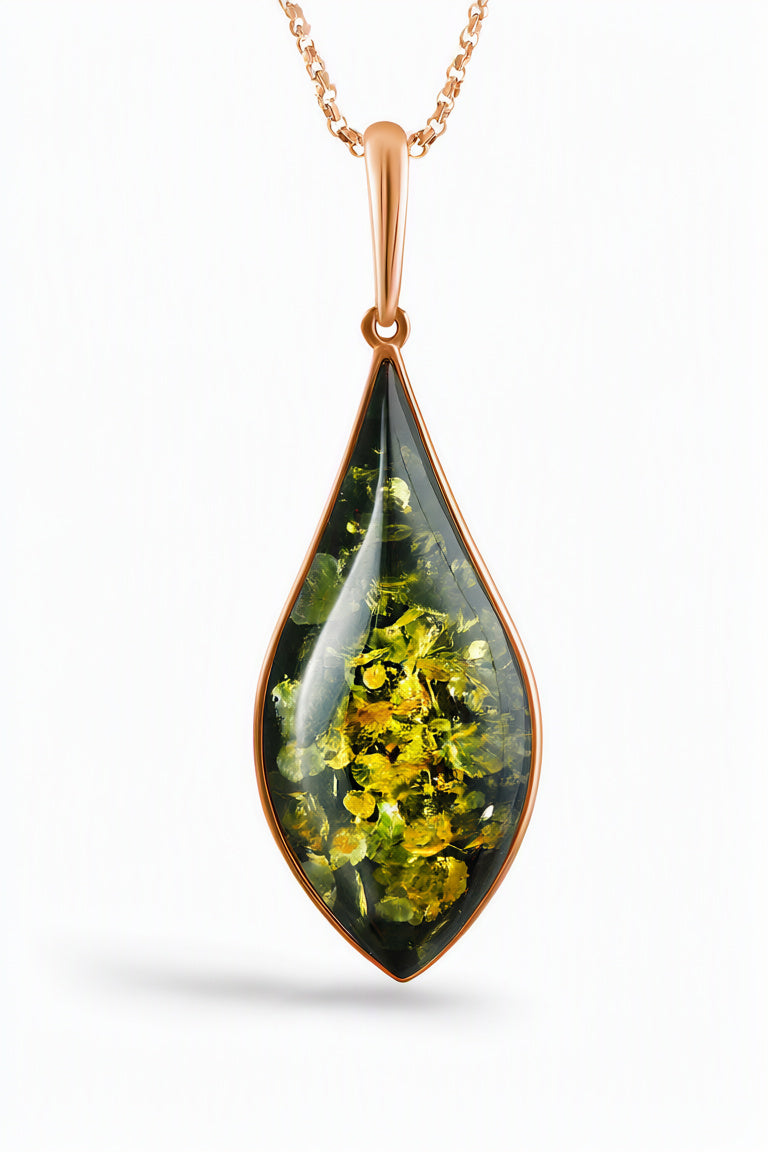 Green Amber Silver Pendant — DARVIN (Pre-Order)