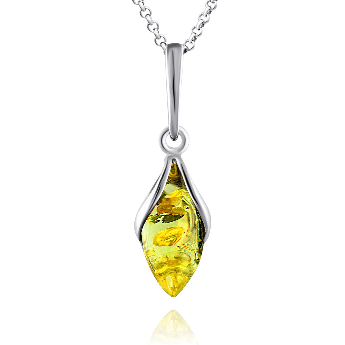 Marquise Lemon Amber Silver Pendant — DARVIN (Pre-Order)