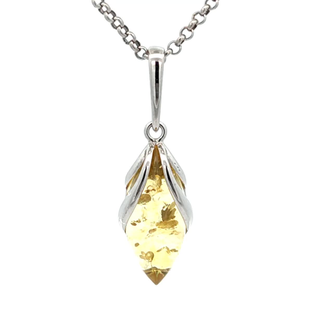 Marquise Lemon Amber Silver Pendant — DARVIN (Pre-Order)