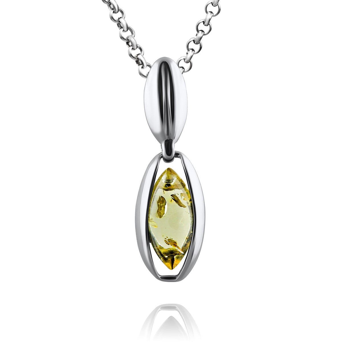 Marquise Lemon Amber Silver Pendant — DARVIN (Pre-Order)