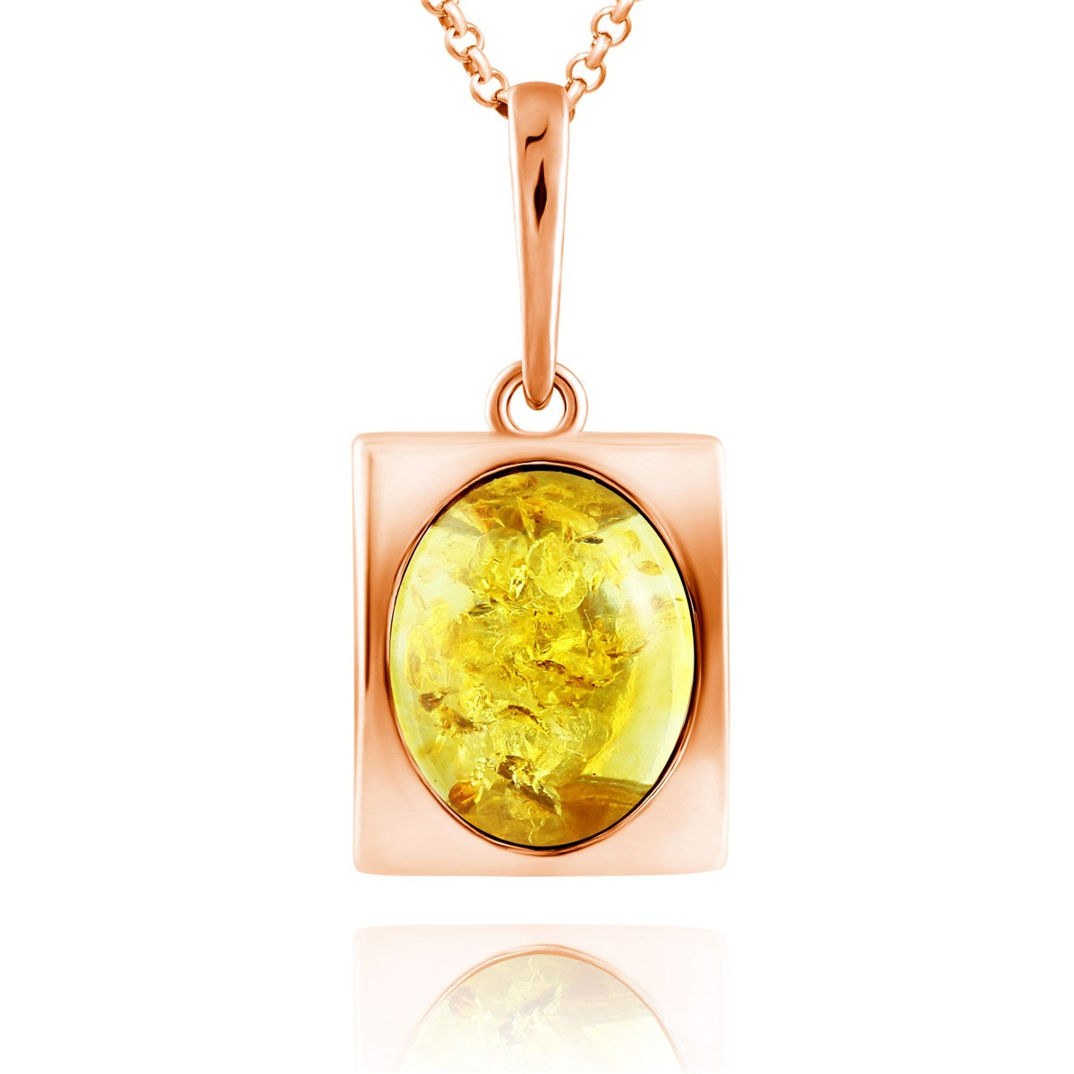Oval Lemon Amber Silver Pendant — DARVIN (Pre-Order)
