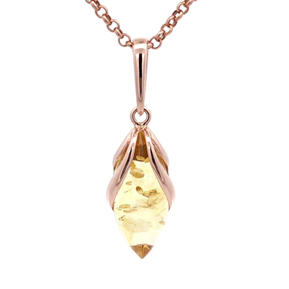 Marquise Lemon Amber Silver Pendant — DARVIN (Pre-Order)