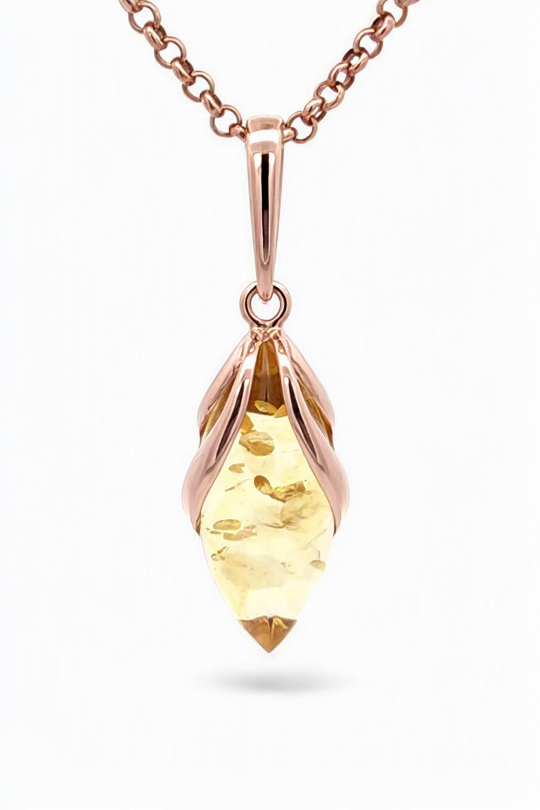 Marquise Lemon Amber Silver Pendant — DARVIN (Pre-Order)