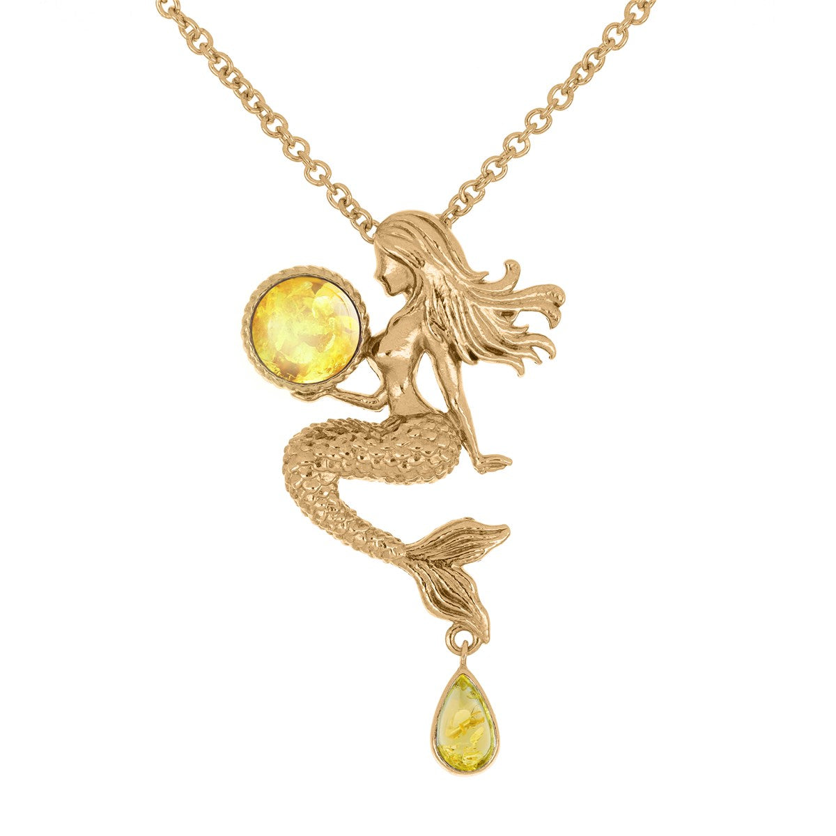 Round Lemon Amber Silver Pendant — DARVIN (Pre-Order)