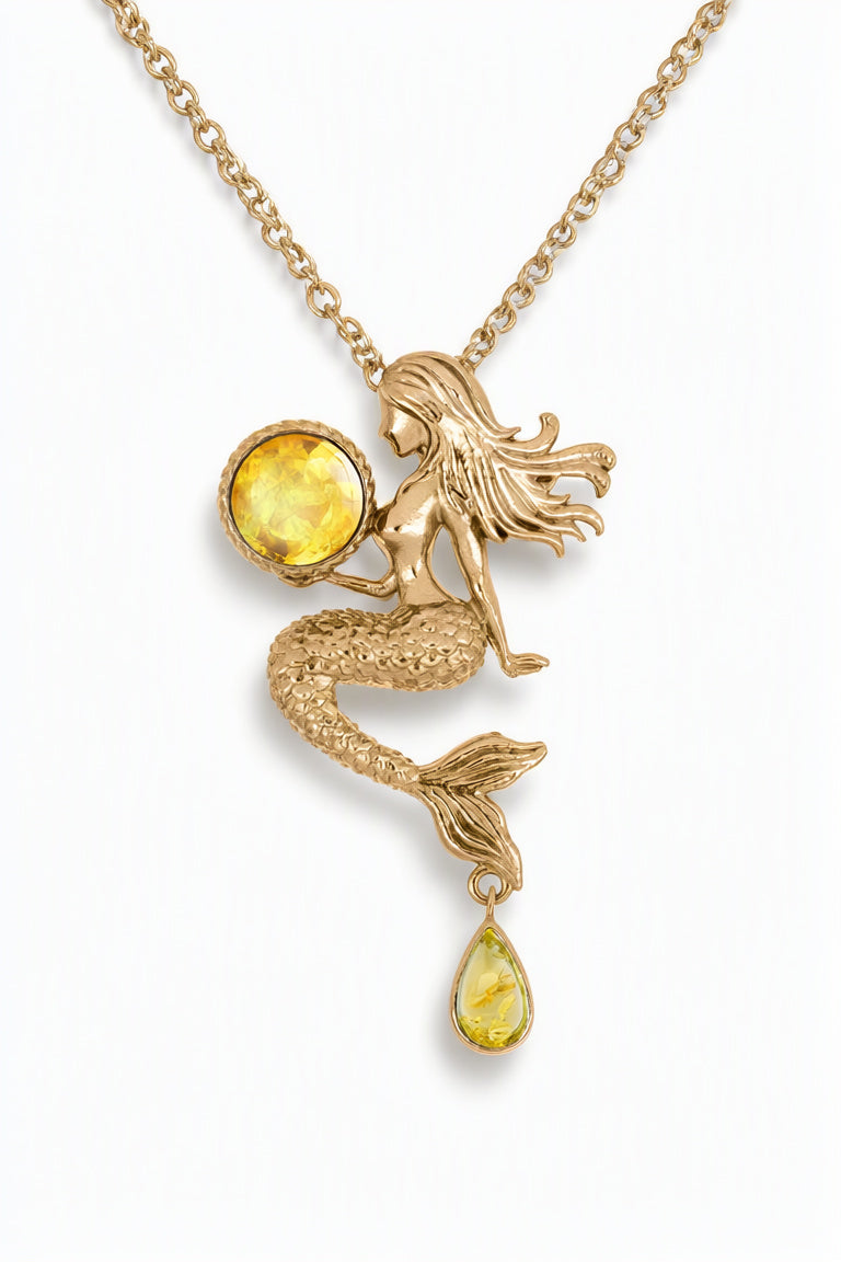 Round Lemon Amber Silver Pendant — DARVIN (Pre-Order)