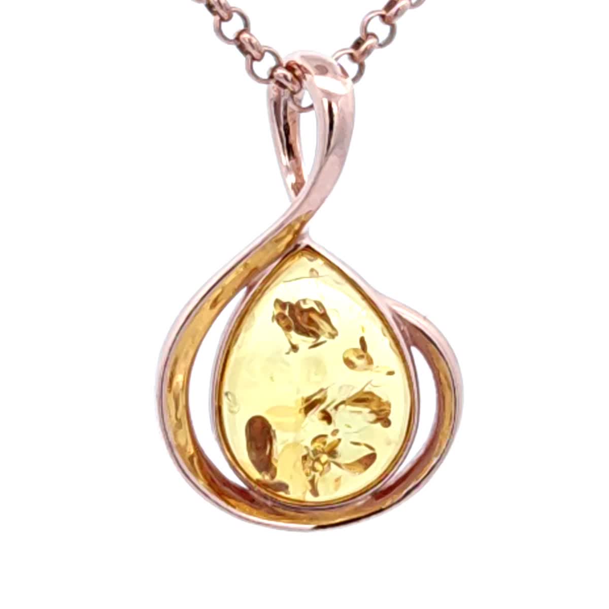 Teardrop Lemon Amber Silver Pendant — DARVIN (Pre-Order)
