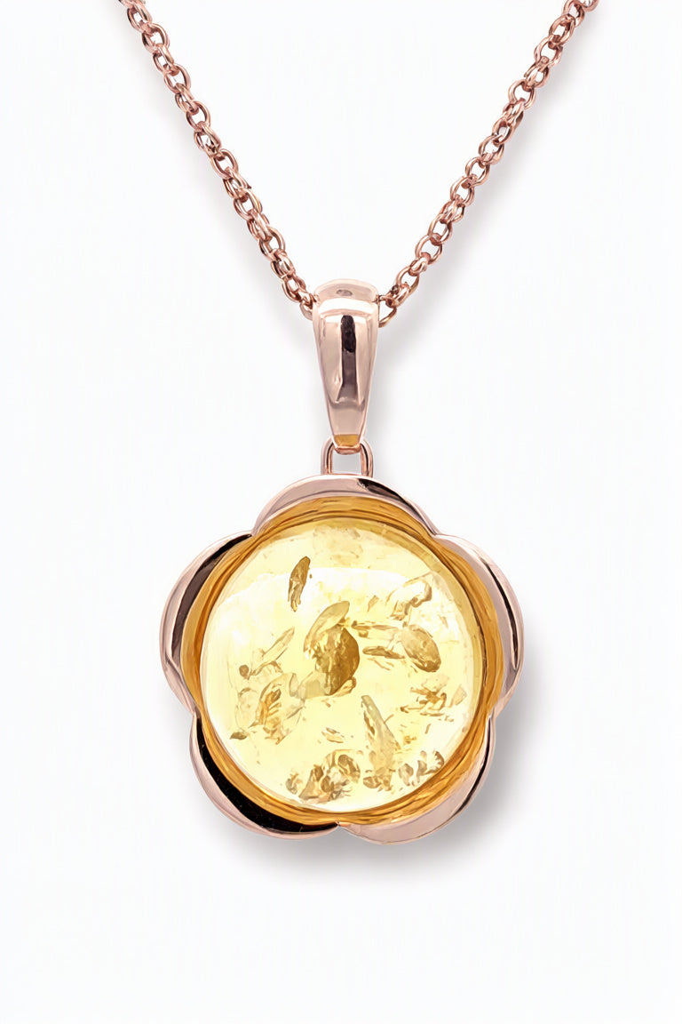 Round Lemon Amber Silver Pendant — DARVIN (Pre-Order)