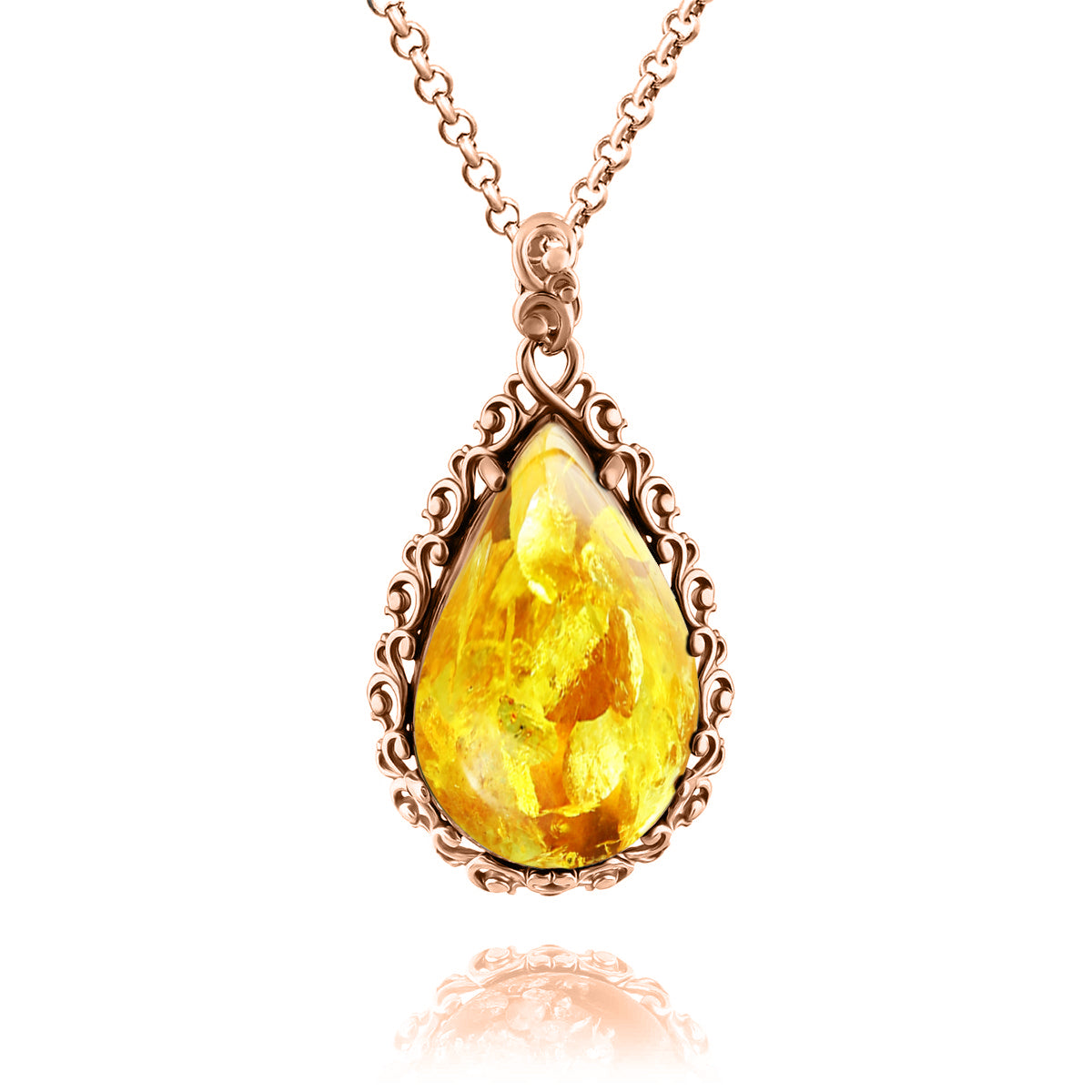 Teardrop Lemon Amber Silver Pendant — DARVIN (Pre-Order)