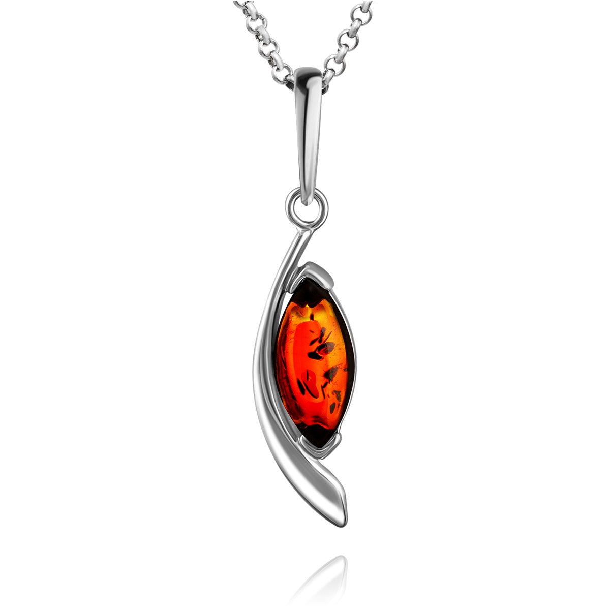 Marquise Cognac Amber Silver Pendant — DARVIN (Pre-Order)