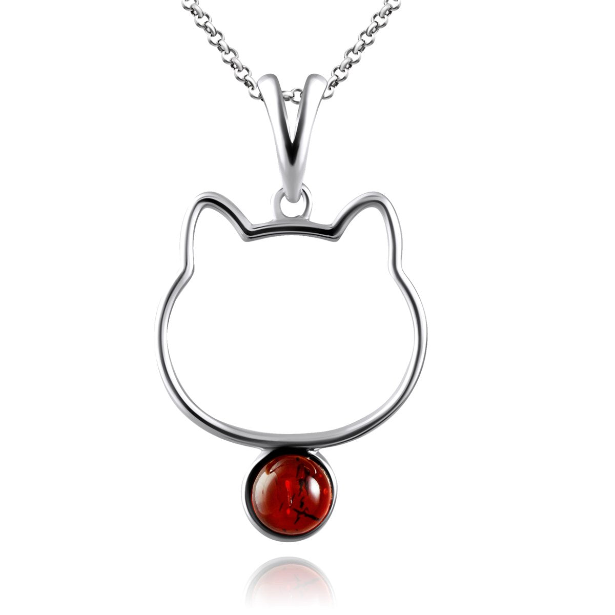 Round Cognac Amber Silver Pendant — DARVIN (Pre-Order)