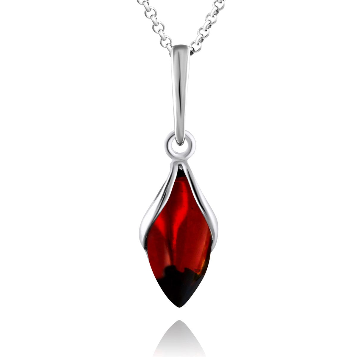 Marquise Cognac Amber Silver Pendant — DARVIN (Pre-Order)