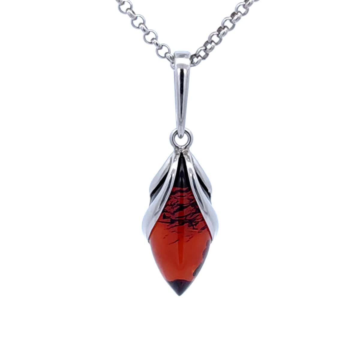 Marquise Cognac Amber Silver Pendant — DARVIN (Pre-Order)