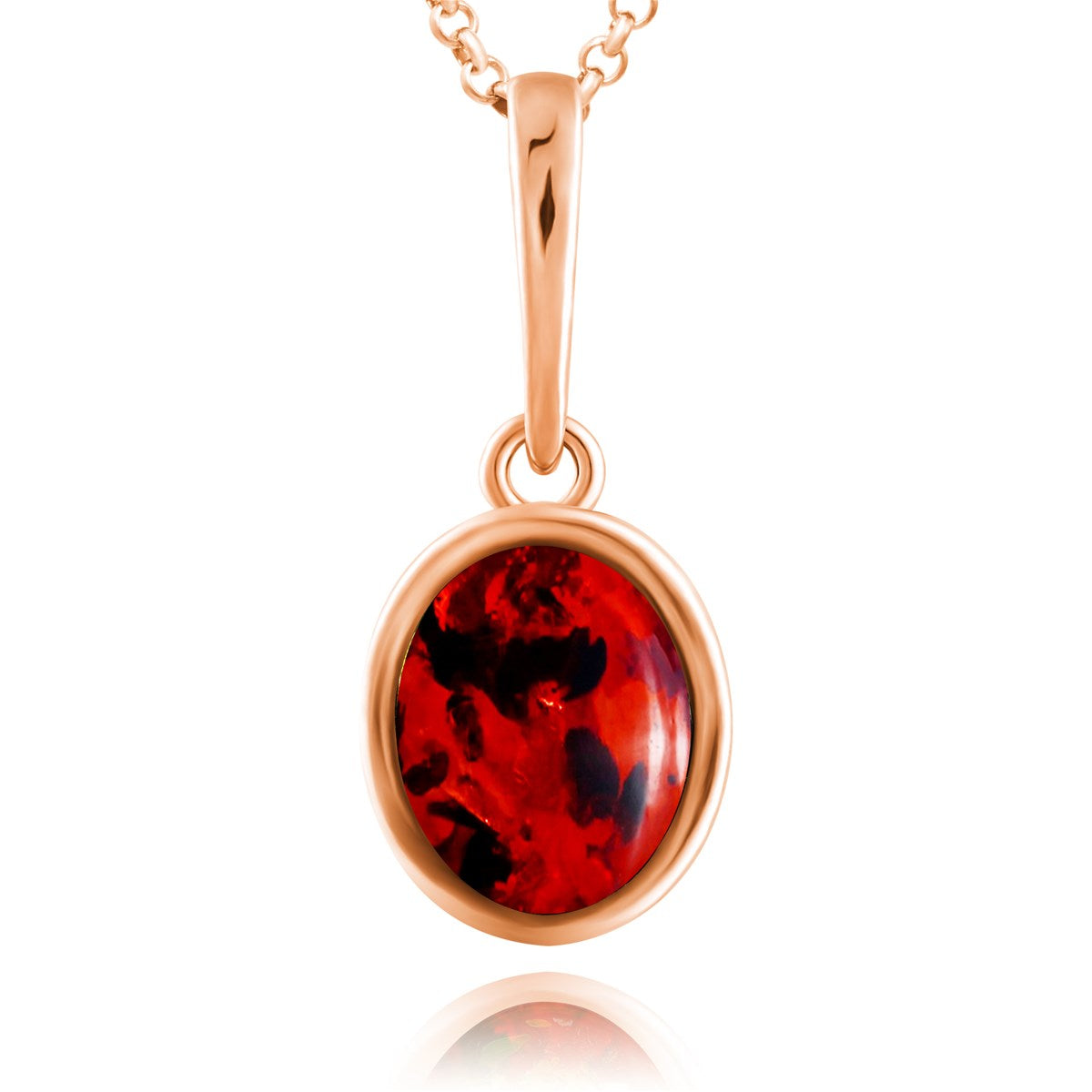 Oval Cognac Amber Silver Pendant — DARVIN (Pre-Order)