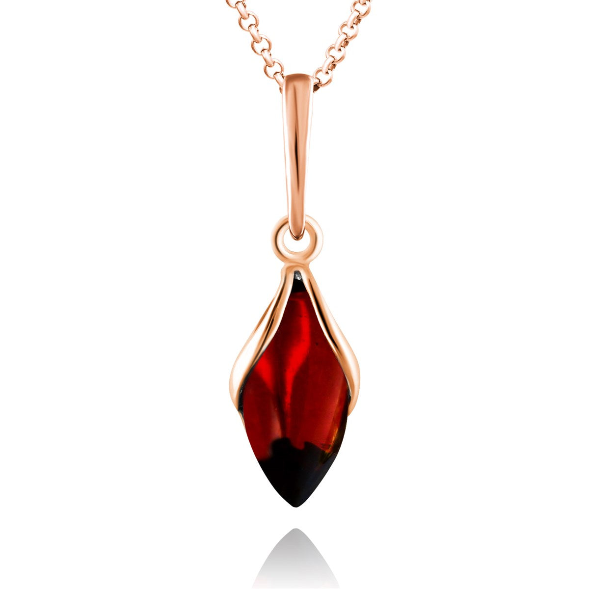 Marquise Cognac Amber Silver Pendant — DARVIN (Pre-Order)