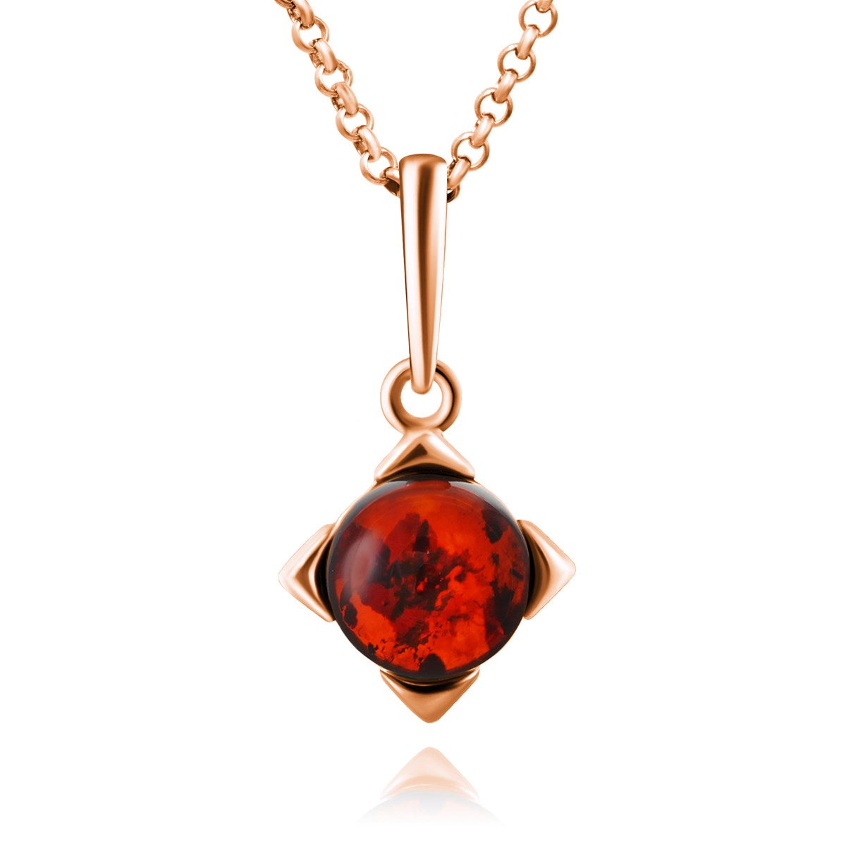 Round Cognac Amber Silver Pendant — DARVIN (Pre-Order)