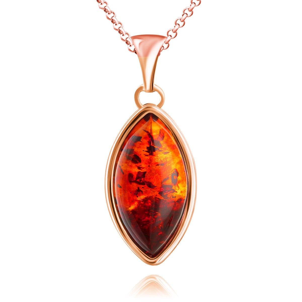Marquise Cognac Amber Silver Pendant — DARVIN (Pre-Order)