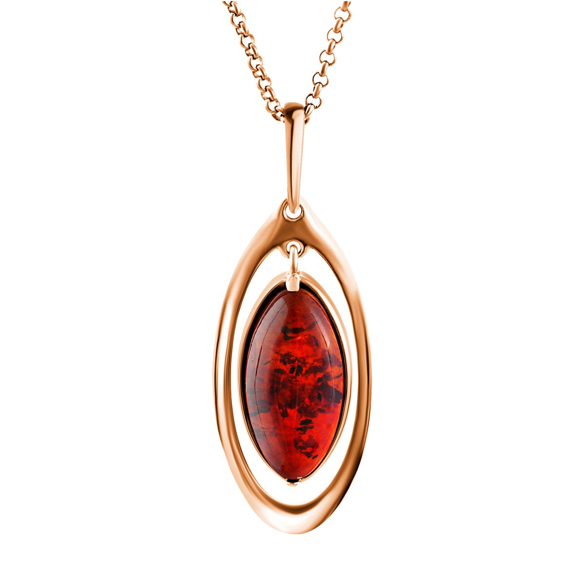 Oval Cognac Amber Silver Pendant — DARVIN (Pre-Order)