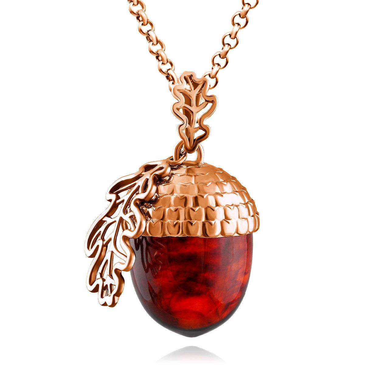 Acorn Cognac Amber Silver Pendant — DARVIN (Pre-Order)
