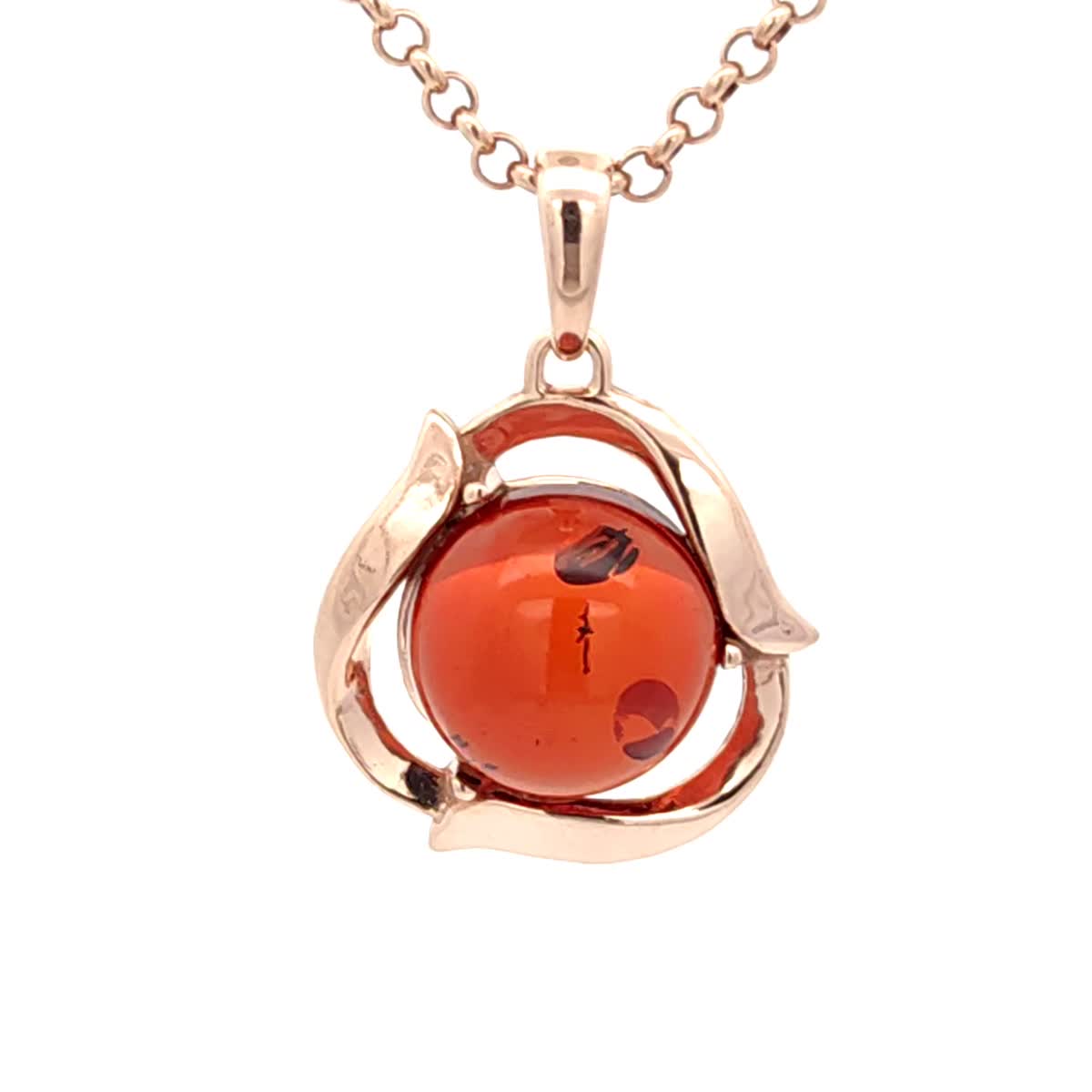 Round Cognac Amber Silver Pendant — DARVIN (Pre-Order)