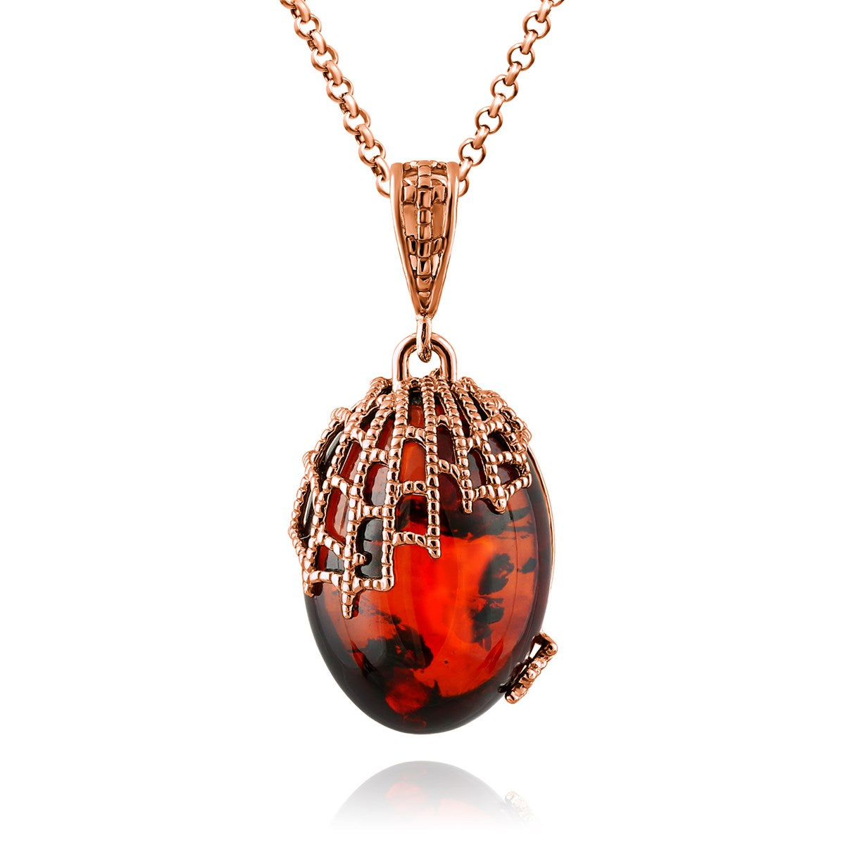 Oval Cognac Amber Silver Pendant — DARVIN (Pre-Order)
