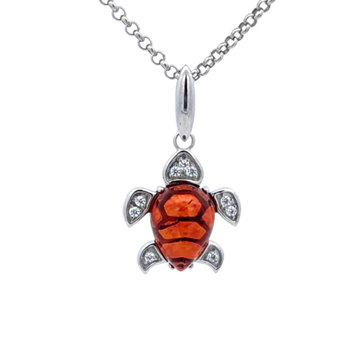 Teardrop Cognac, Colorless Amber Silver Pendant — DARVIN (Pre-Order)