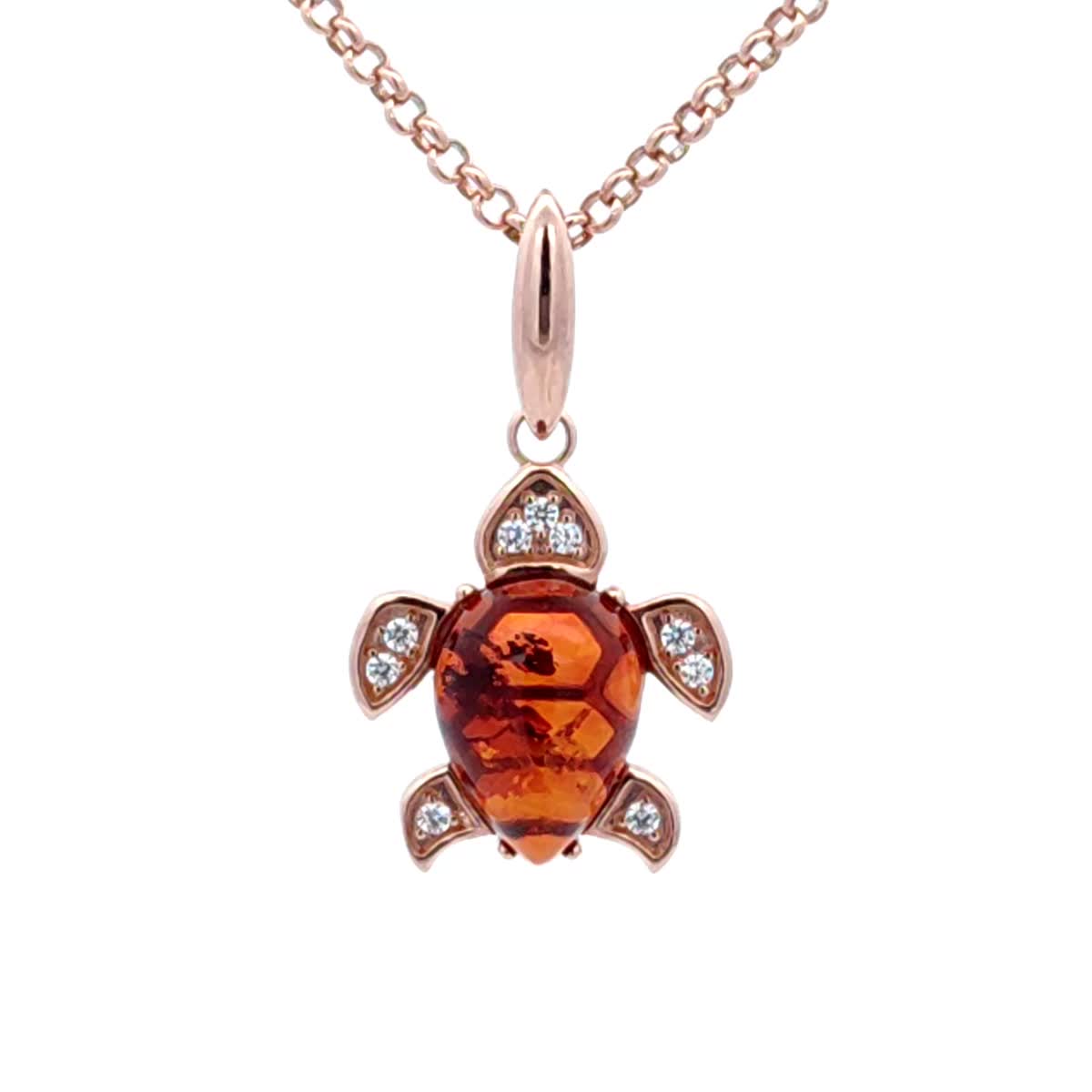 Teardrop Cognac, Colorless Amber Silver Pendant — DARVIN (Pre-Order)