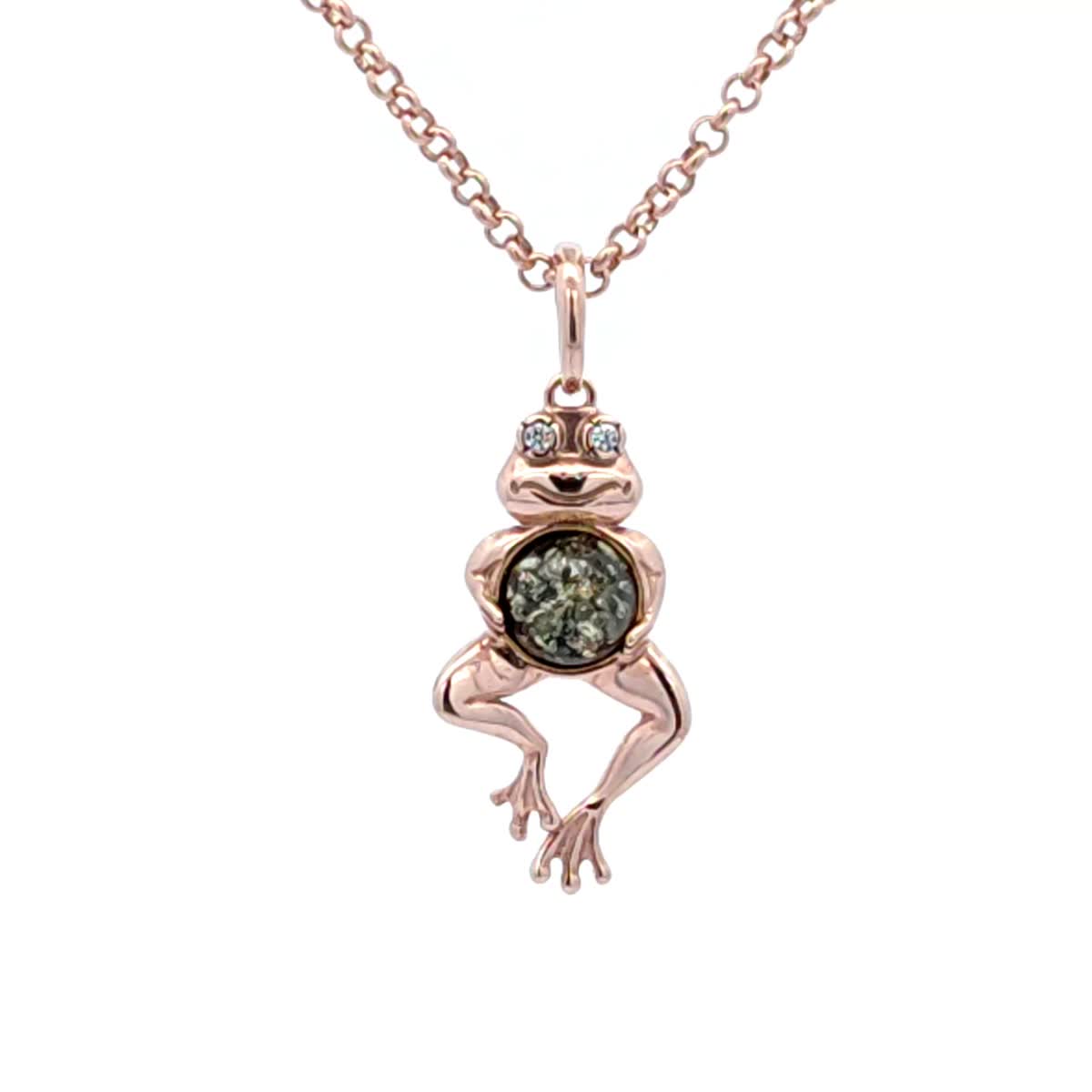Round Green, Colorless Amber Silver Pendant — DARVIN (Pre-Order)