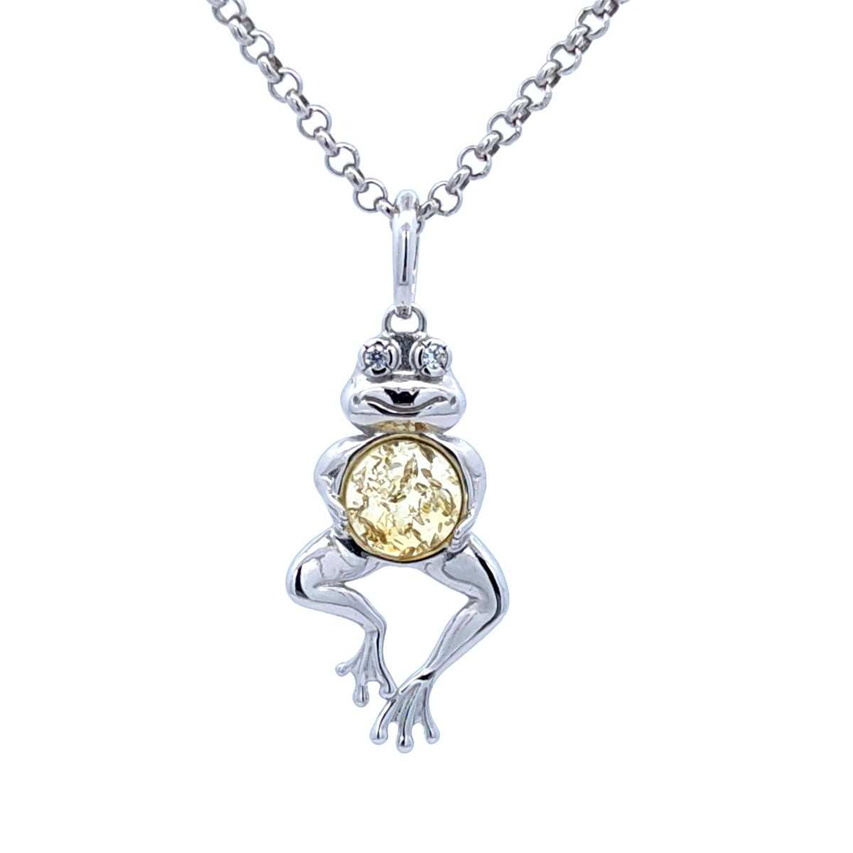 Round Lemon, Colorless Amber Silver Pendant — DARVIN (Pre-Order)