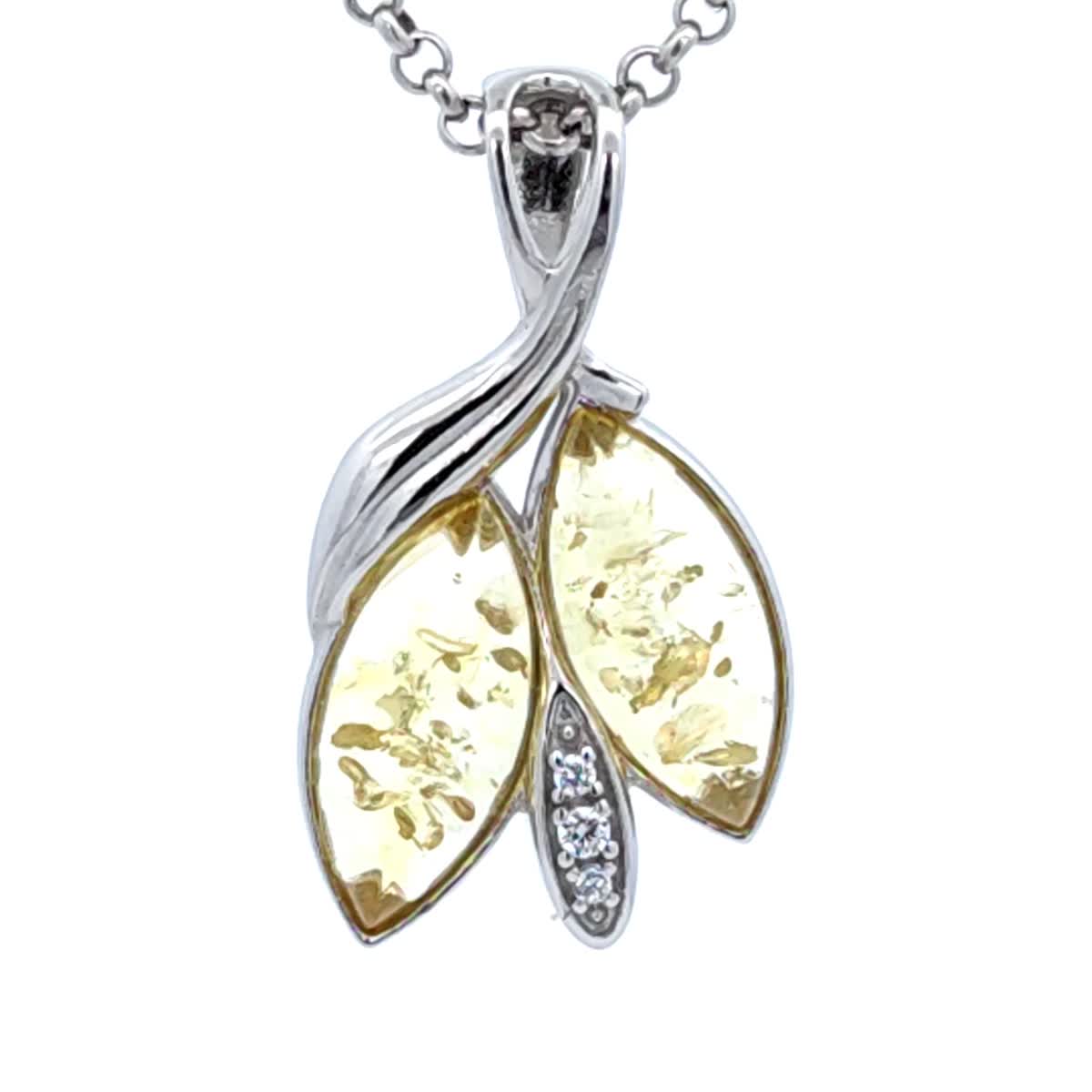 Marquise Lemon, Colorless Amber Silver Pendant — DARVIN (Pre-Order)
