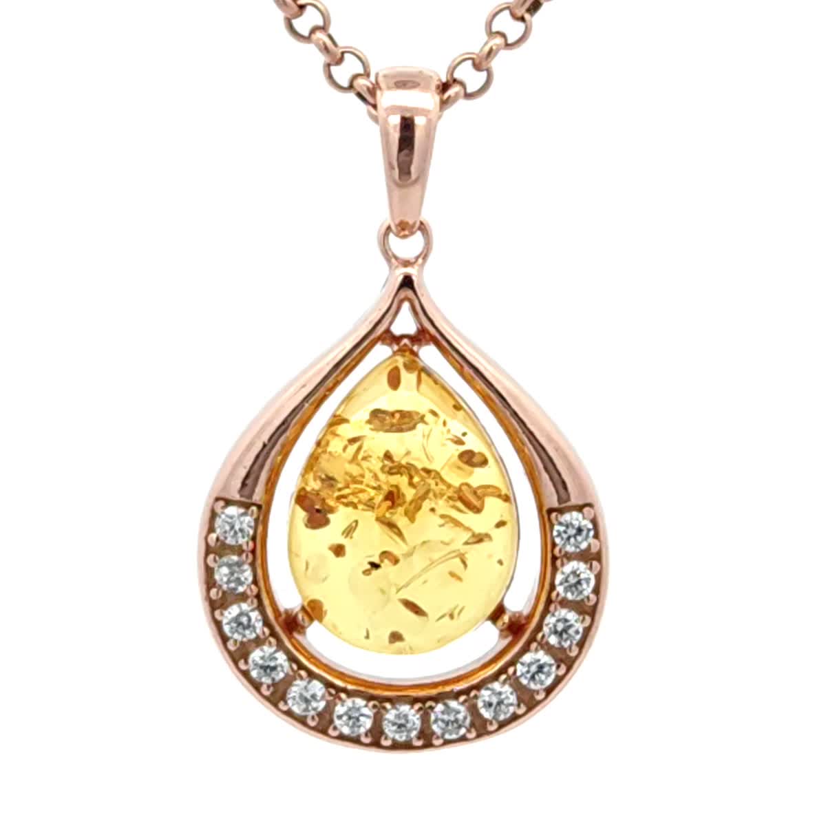 Teardrop Lemon, Colorless Amber Silver Pendant — DARVIN (Pre-Order)