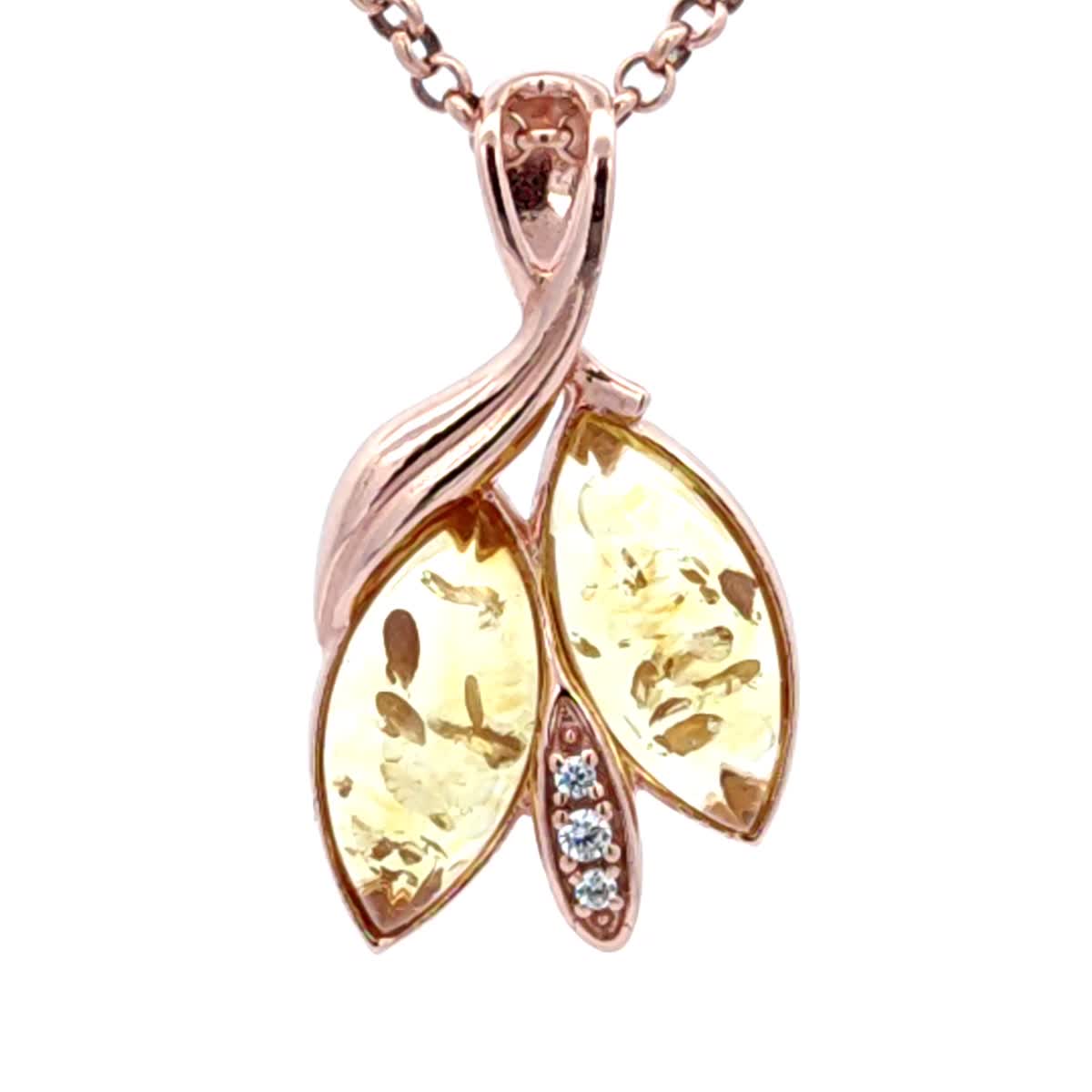 Marquise Lemon, Colorless Amber Silver Pendant — DARVIN (Pre-Order)