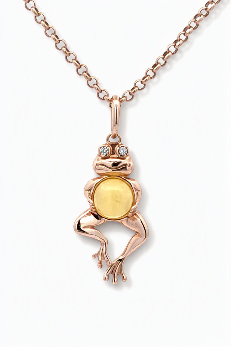 Round White, Colorless Amber Silver Pendant — DARVIN (Pre-Order)