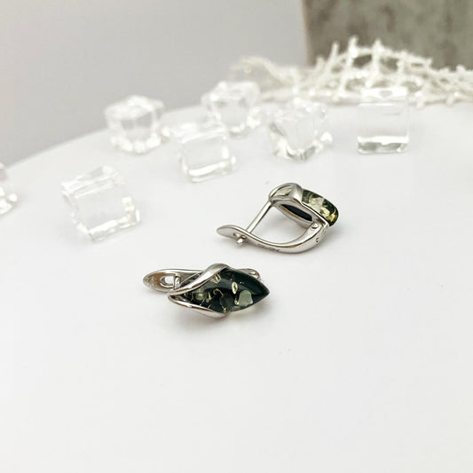 Серьги с янтарем "Подснежник"