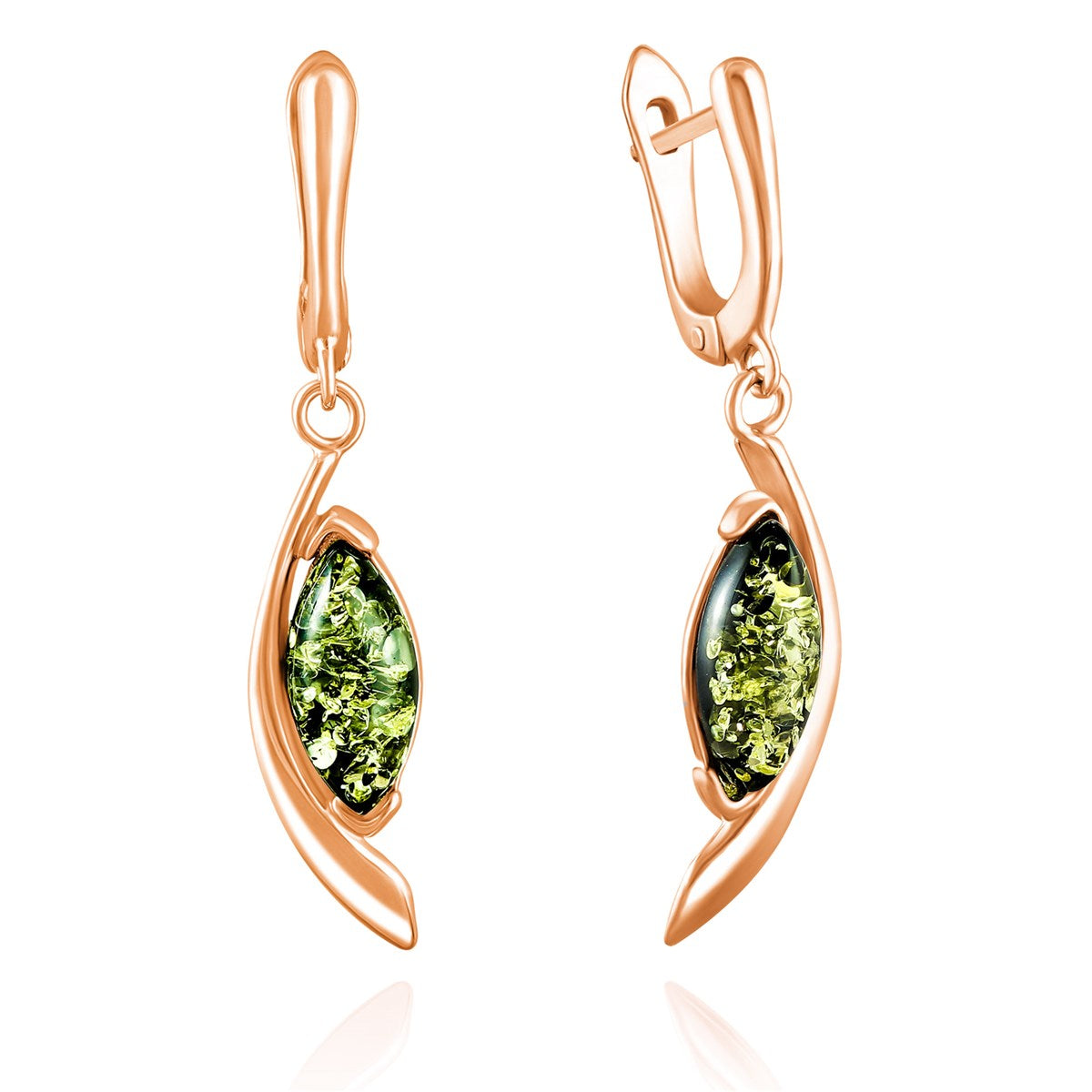 Marquise Green Amber Silver Earrings — DARVIN (Pre-Order)