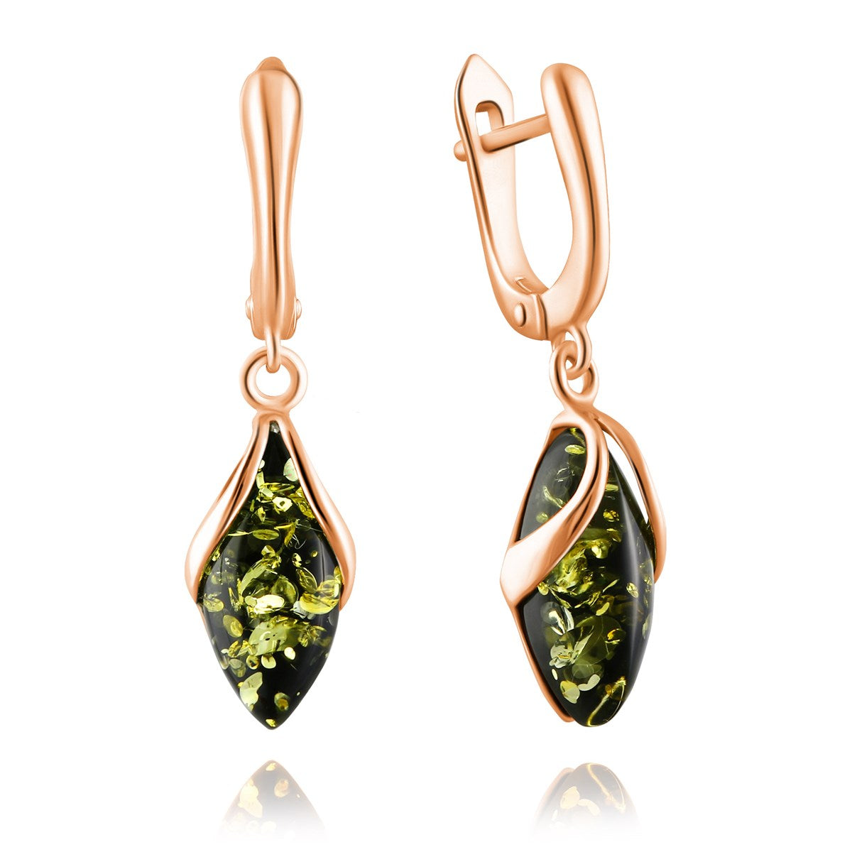 Marquise Green Amber Silver Earrings — DARVIN (Pre-Order)