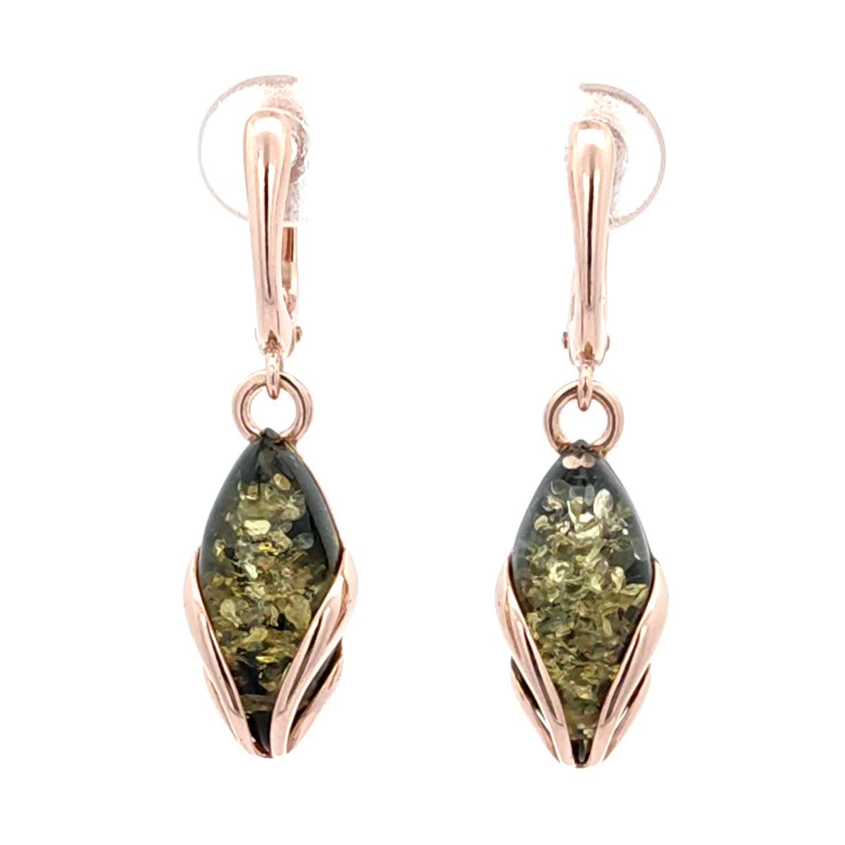 Marquise Green Amber Silver Earrings — DARVIN (Pre-Order)