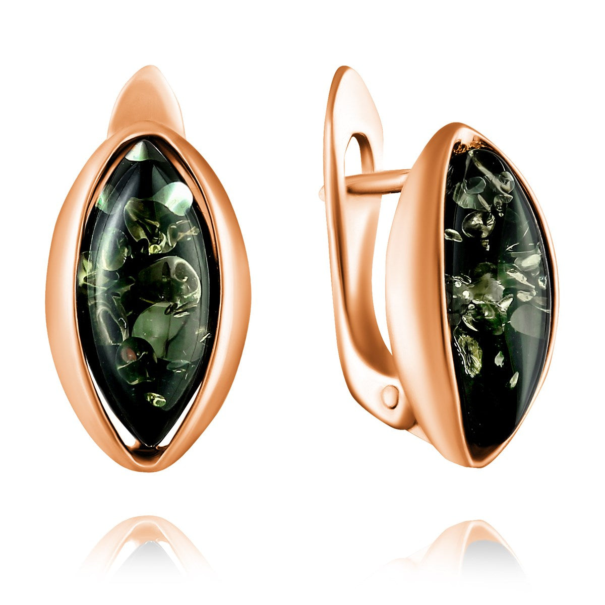 Marquise Green Amber Silver Earrings — DARVIN (Pre-Order)