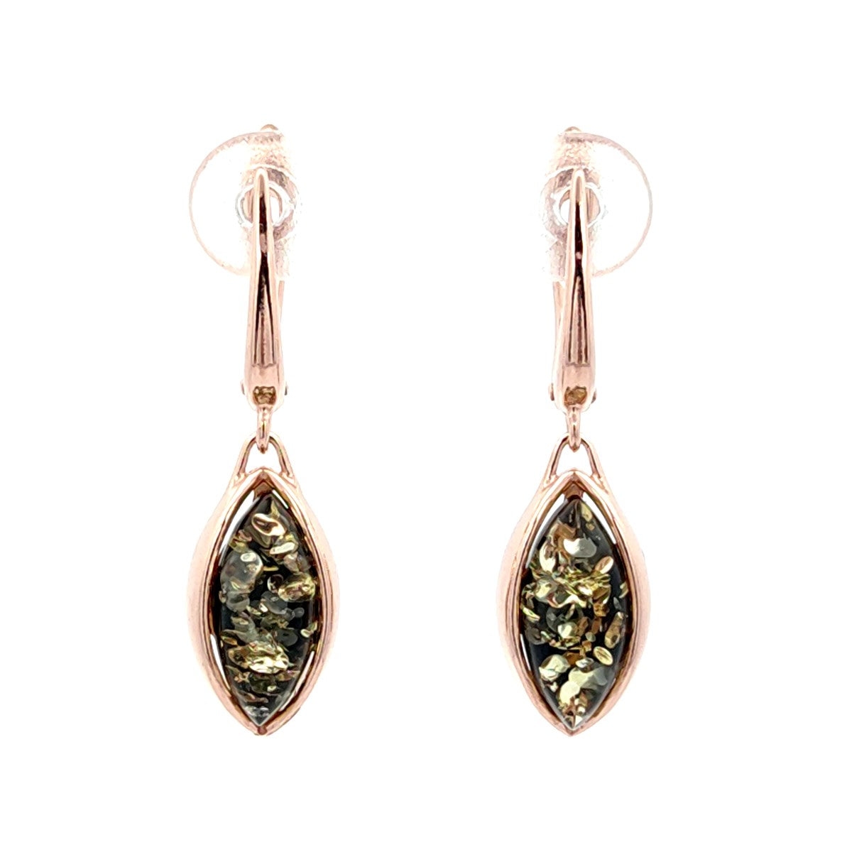 Marquise Green Amber Silver Earrings — DARVIN (Pre-Order)
