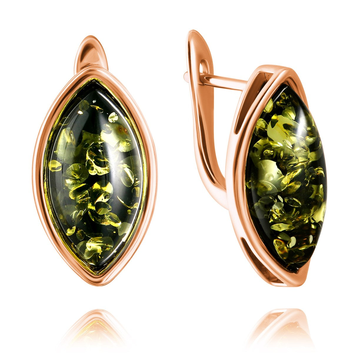 Marquise Green Amber Silver Earrings — DARVIN (Pre-Order)