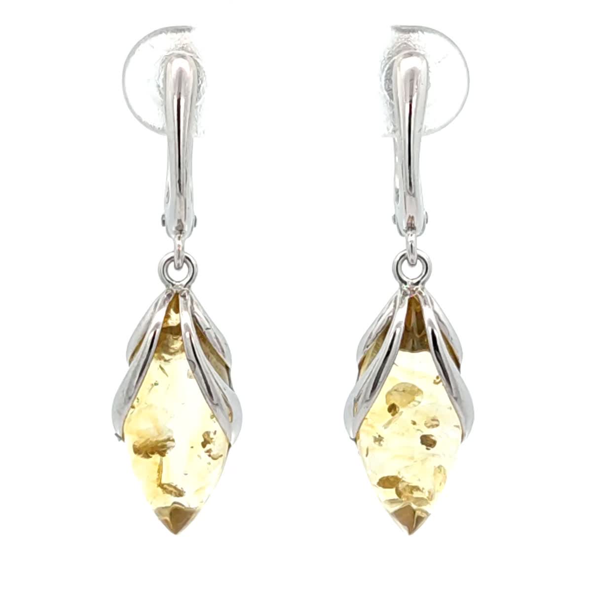 Marquise Lemon Amber Silver Earrings — DARVIN (Pre-Order)