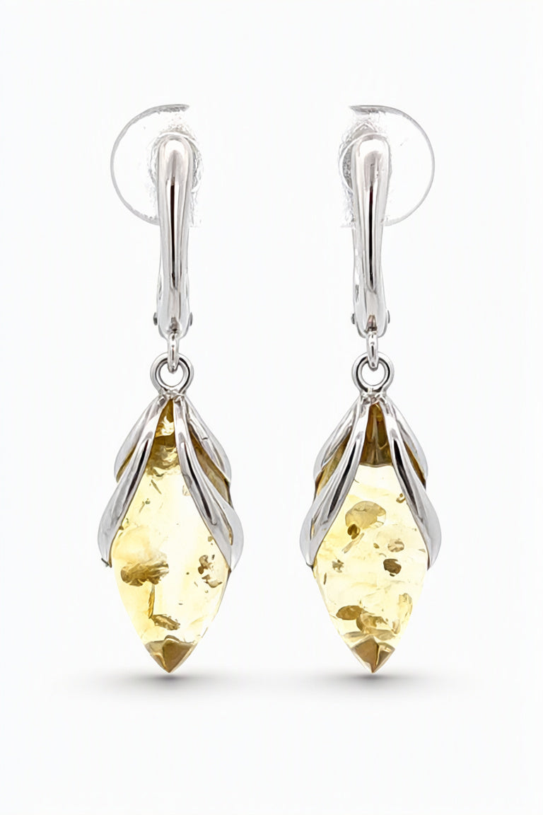 Marquise Lemon Amber Silver Earrings — DARVIN (Pre-Order)